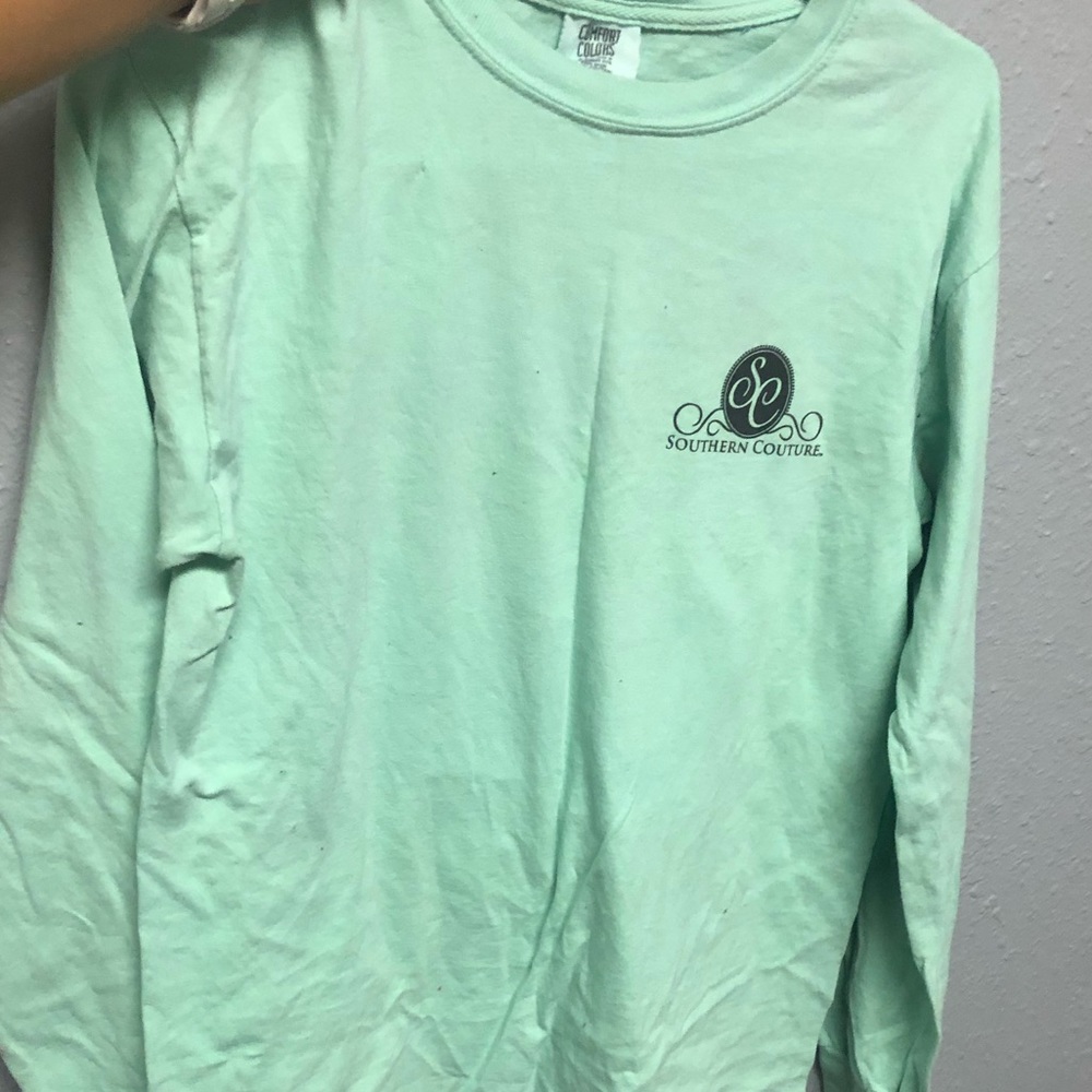 mint green southern couture long sleeve shirt